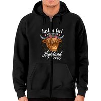 Scottish Highland Cow Just A Girl Who Loves Highland Cows Zip Hoodies
