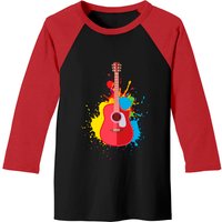 Guitar Paint Splash Colorful Guitarist Musician Baseball Tees