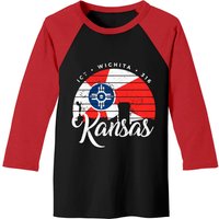 Sunset Wichita Kansas Flag Baseball Tees
