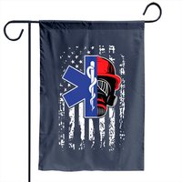 Emt Firefighter Paramedic Firefighter Gift Ems Back Print Garden Flag