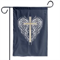 Christian Cross And Wings Garden Flag