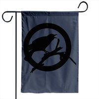 Black Crow In Circle Garden Flag
