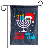 Hanukkah Christmas Merry Happy Chrismukkah Jewish Garden Flag