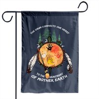 Native American Pride Indigenous Native Drum Black Garden Flags
