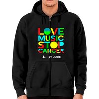 St Jude Music Shirt, 2022 Love Music Stop Cancer Zip Hoodies