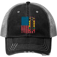 Drag Car Racing Usa Flag Trucker Hats
