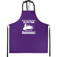 Never Underestimate And Old Man With A Snowmobile Aprons