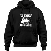Never Underestimate And Old Man With A Snowmobile Hoodies