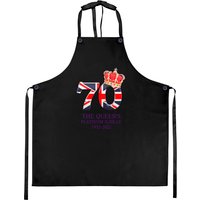 Queen Elizabeth Ii Platinum Jubilee 2022 Celibration Official Emblem Aprons Union Jack Royal Crown The Queen's Aprons