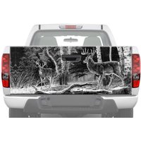 Deer In Forest Black & White Tailgate Graphic