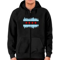 Chicago Flag Skyline Apparel Zip Hoodies