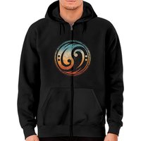 Bass Guitar Clef Yin Yang Vintage Zip Hoodies