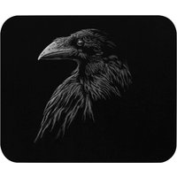 Mystical Black Raven Illustration Crow Artwork Mouse Pads