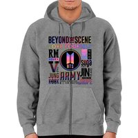 Bts Font Collage 2 - Bts - Zip Hoodies