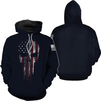 Usa American Flag Skull Patriotic Men's Hoodie