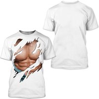 T-shirt Graphic Muscle Print Tops White For Men