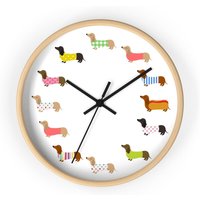 Dachshund Wall Clock, Dog Illustration Wall Clock