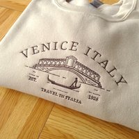 Venice Italy Embroidered Sweatshirt, Italy Crewneck, Vintage Venice Sweatshirt, Vintage Sweatshirt