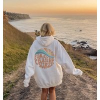 Forever Chasing Sunsets Hoodie, Hoodie With Words On Back, Beach Sweatshirt, Aesthetic Shirt, Preppy Shirt, Wavy Words
