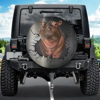 Hippopotamus Hippo Tire Cover, Hippopotamus-hippo Funny Decal, Animal Spare Tire Cover