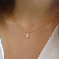 Gold Sun Necklaces For Women Sun Starburst Pendant Opal Star Celestial Necklaces