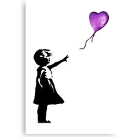 Banksy - Girl With Balloon Purple Canvas
