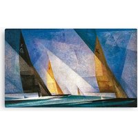 Sailboats Nautical, Maritime Landscape Coastal Painting By Lyonel Feininger Canvas