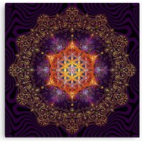 Flower Of Life Golden Lace Mandala Canvas