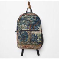 Greenery, Trees In Woodland Landscape Antique Flemish Tapestry Backpack