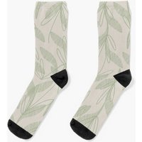Etched Leaves Floral Botanical Pattern In Sage Green And Beige Socks