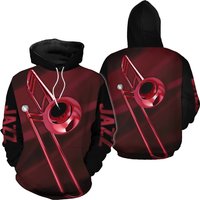 3d All Over Printed Jazz Trombone Red Clothes, Hoodie Shirt