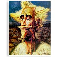 Don Quixote : Vintage Abstract Tilting At Windmills Print Canvas