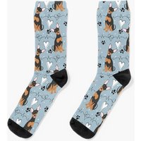 Love Black Tan Miniature Pinscher Dog Socks