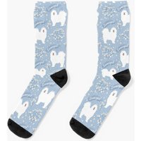 Samoyed Dog In Winter Snowy Garden Socks