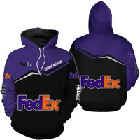 Fedex Express Purple Half Black Hoodie 3d Custom Name For Delivery Driver