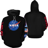 Nasa Hoodie With Sleeve Prints, Space Hoodie