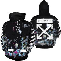 Black Striped Arrowed Graffiti Hoodie