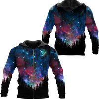 Galactic Valley Unisex Zip Up Hoodie, Nature Galaxy Zip Up Hoodie