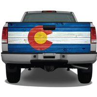 Colorado Flag Distressed Wood Vintage Truck Tailgate Wrap Vinyl Graphic Decal
