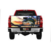 Tailgate Wrap, Largemouth Bass Jumping In Water, Fishing Truck Bed Decal