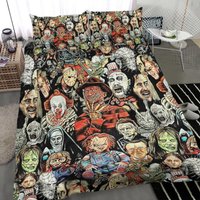 Halloween Bedding Set, Horror Character Bedding Set, Horror Movie Duvet Cover