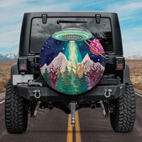 Colorful Ufo Space Tire Cover