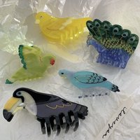 Cute Bird Hair Claw Clip - French Peacock Parakeet Design