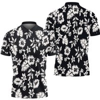 Vintage Nautica Polo Shirt / Nautica Hawaiian Hibiscus Floral All Over Print Collared Polo Shirt