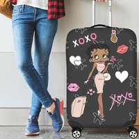 African Betty Boop Vacationer Luggage Cover Suitcase Cover Protector, Traveler Traveling Gifts