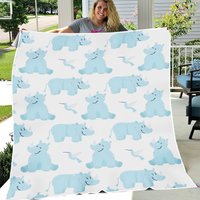 Rhinoceros Blanket - Rhinos Fleece Blanket