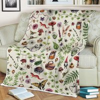 Cottagecore Light Green Throw Blanket