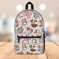 Blue Dog And Bingo Backpack, Personalized Blueydad Backpack, Heeler Family