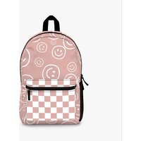 Pink Smiley Face & Checkered Backpack