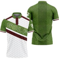 White And Green Men Golfer Golf Polo Shirt